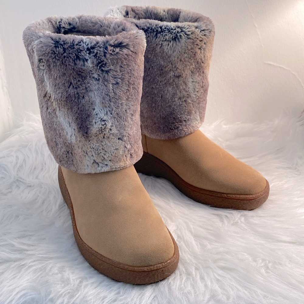 Oscar Sport women’s boots Apres Ski Volpe Suede Faux Fur NWOT size 6 37 EU